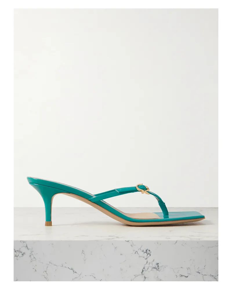 Gianvito Rossi Vernice 55 Mules Aus Leder Mit Schnalle - Blau Blau