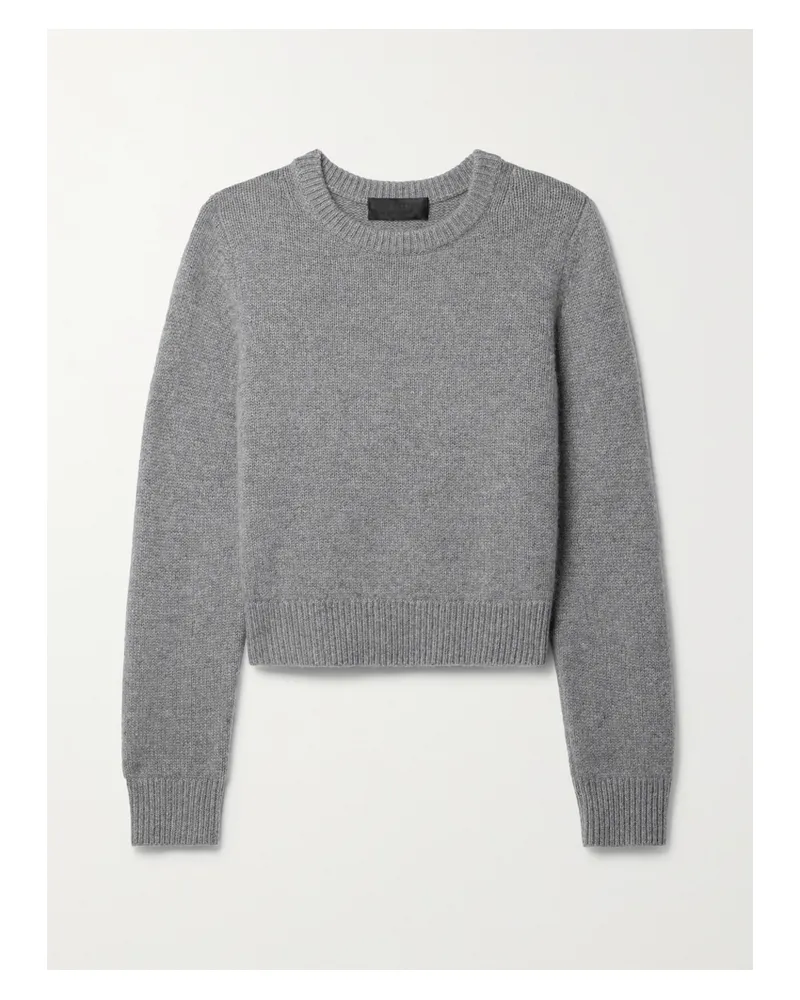 Nili Lotan Poppy Cropped Brushed Cashmere Sweater - Gray Gray