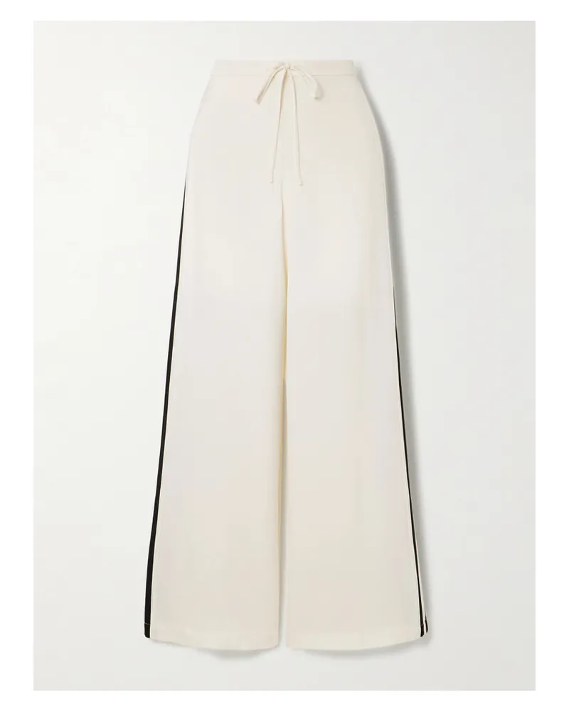 Frame Denim Hose Mit Weitem Bein Aus Seiden-crêpe Mit Streifen - Creme Creme