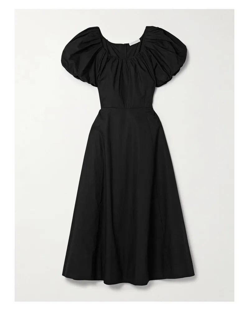 Ulla Johnson Imara Midikleid Aus Baumwollpopeline Mit Raffungen - Schwarz Schwarz