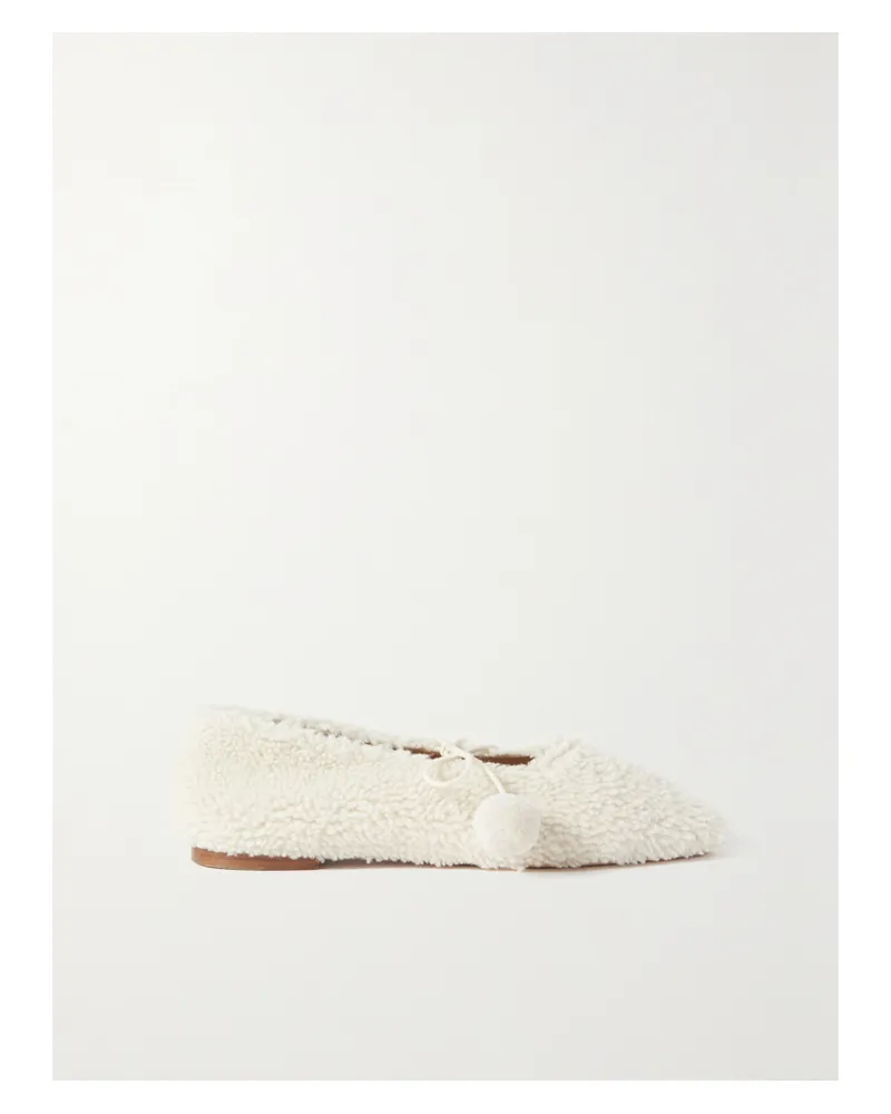 SLEEPER Net Sustain Lulu Ballerinas Aus Shearling Mit Pompons - Creme Creme