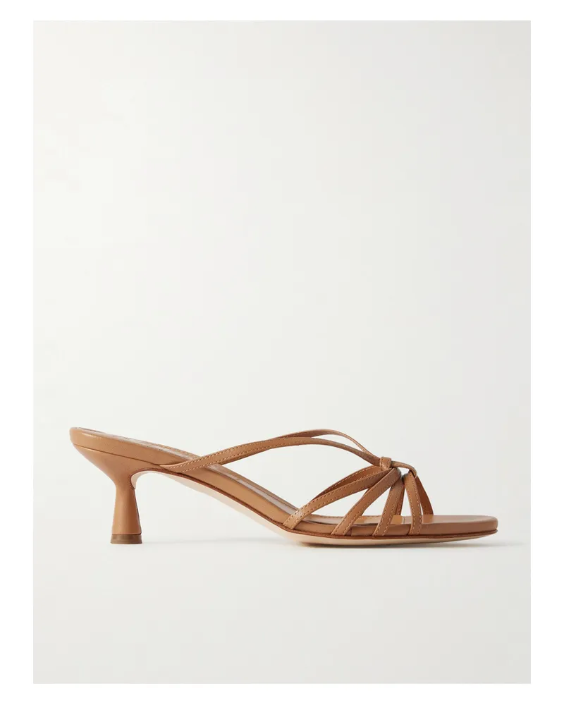 aeyde Abby Knotted Leather Sandals - Brown Brown
