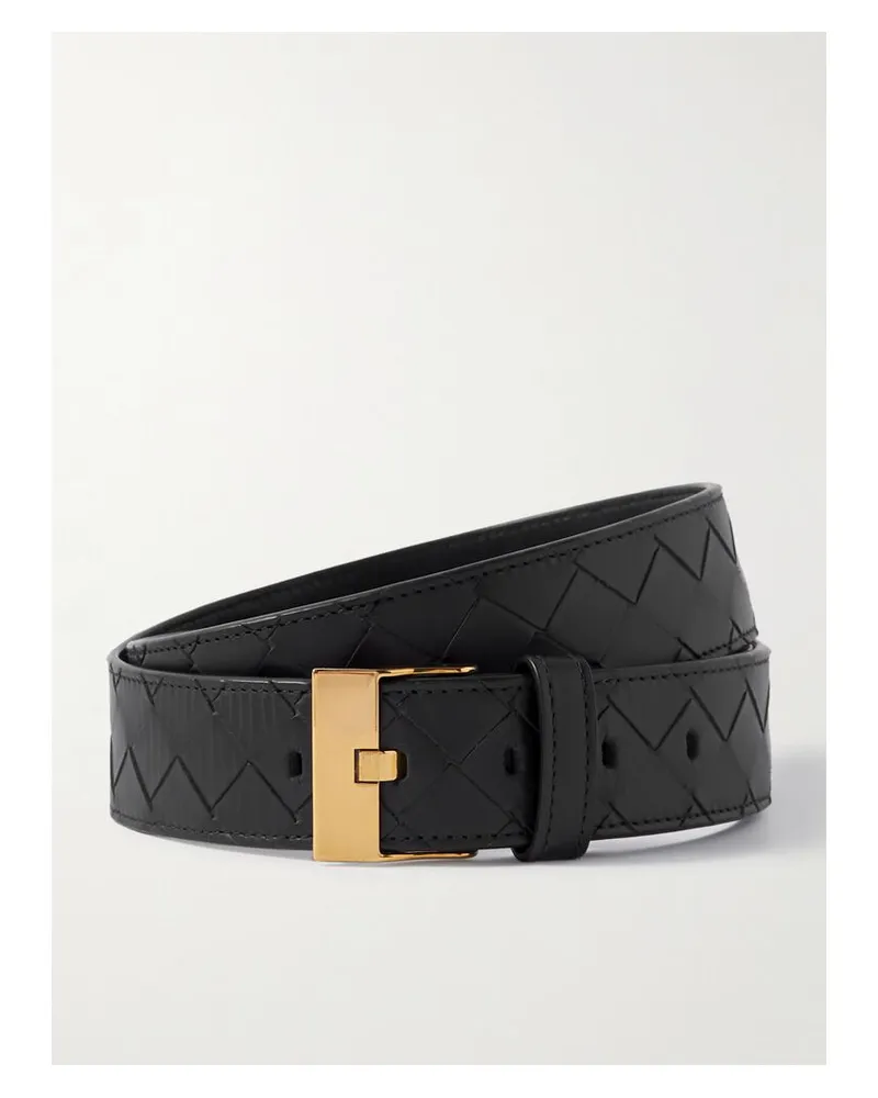 Bottega Veneta Gürtel Aus Intrecciato-leder - Schwarz Schwarz
