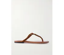 Lily Zehensandalen Aus Geflochtenem Veloursleder Mit Verzierungen - Braun