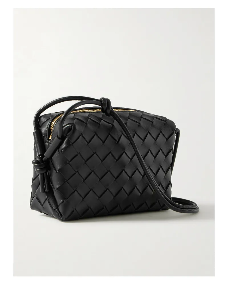 Bottega Veneta Loop Mini Intrecciato Leather Shoulder Bag - Black Black