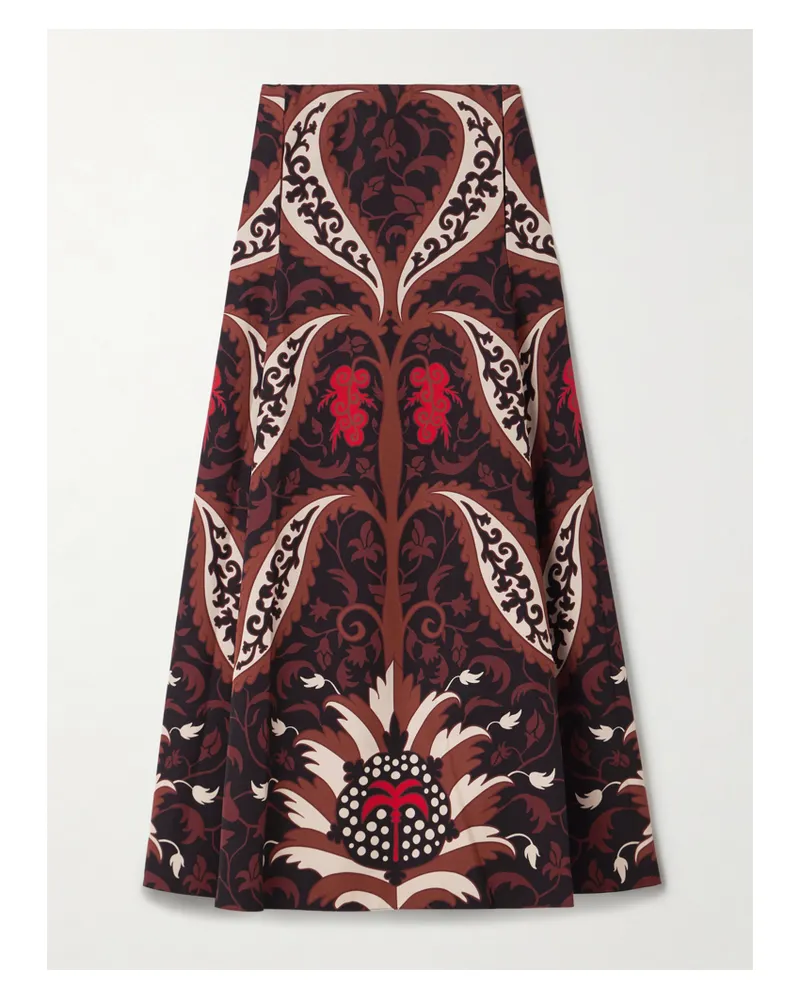 Johanna Ortiz Encanto De Isla Midirock Aus Bedrucktem Twill Mit Recycelten Fasern - Schwarz Schwarz