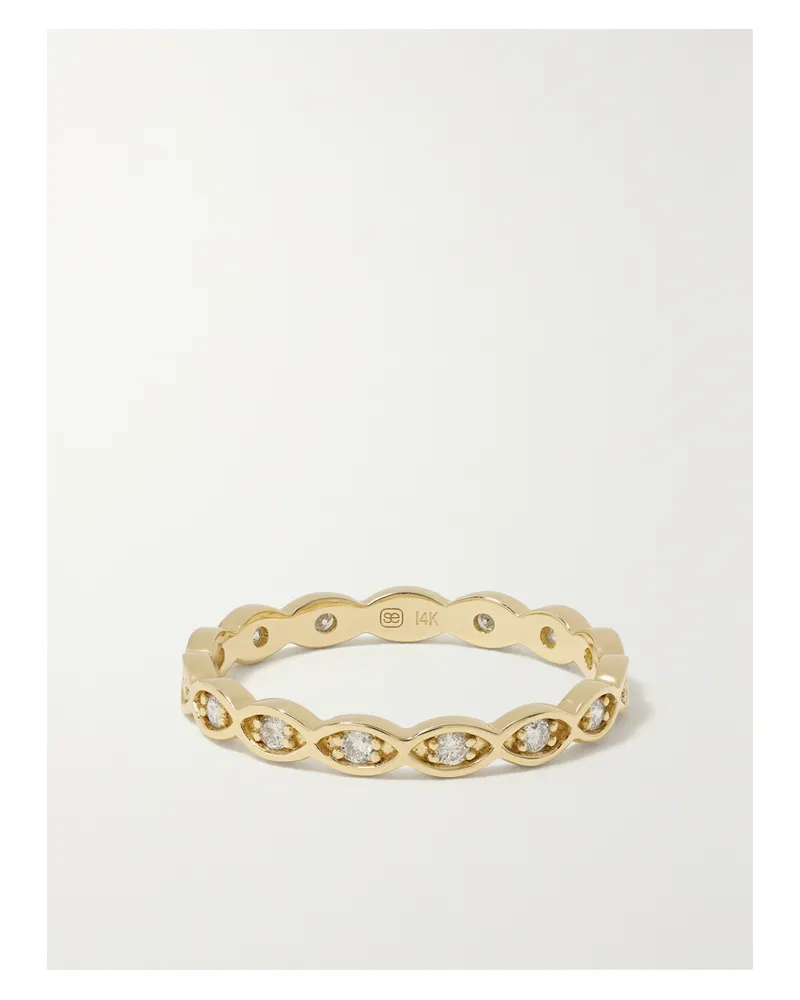 Sydney Evan Evil Eye Ring Aus 14 Karat Gold Mit Diamanten Gold