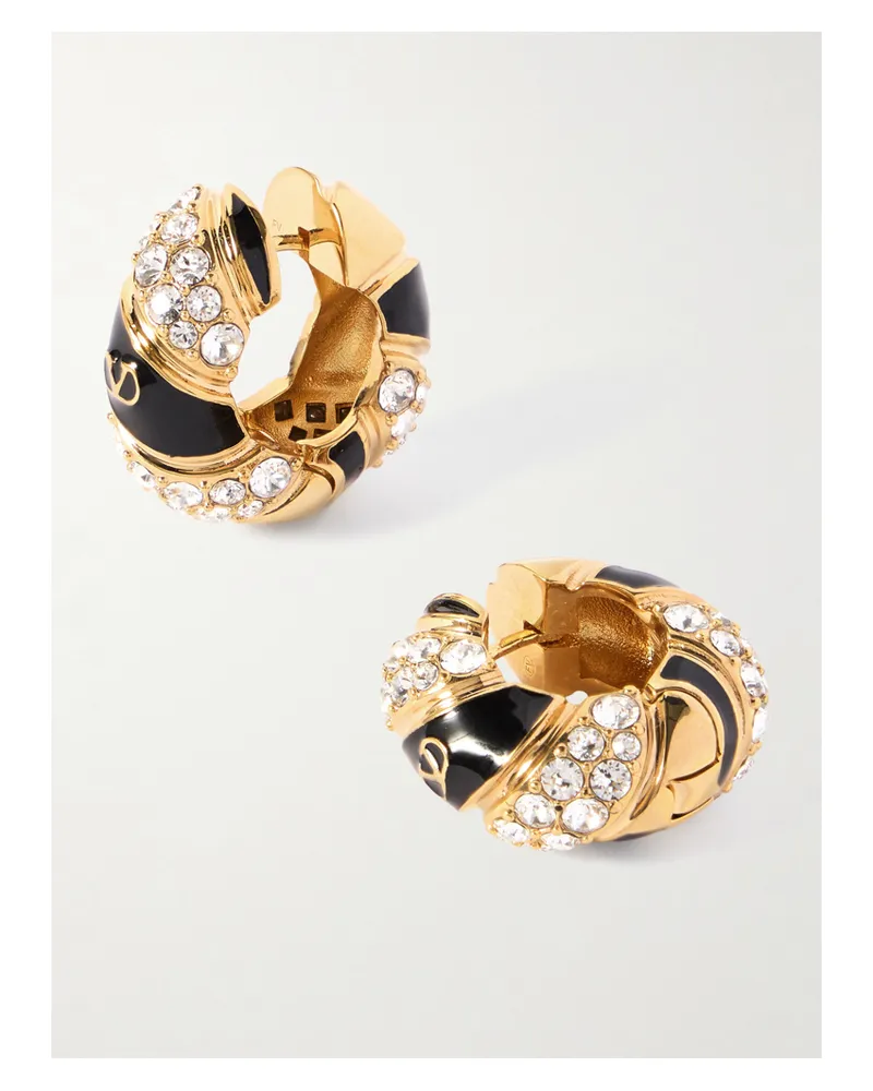 Valentino Garavani Goldfarbene Creolen Mit Kristallen Und Emaille Gold
