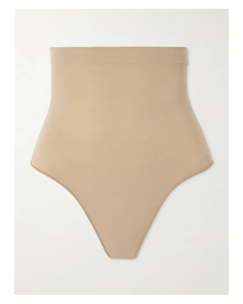 SKIMS Seamless Sculpt High-waisted Thong – Clay – Hoch Sitzender String - Neutral Neutral