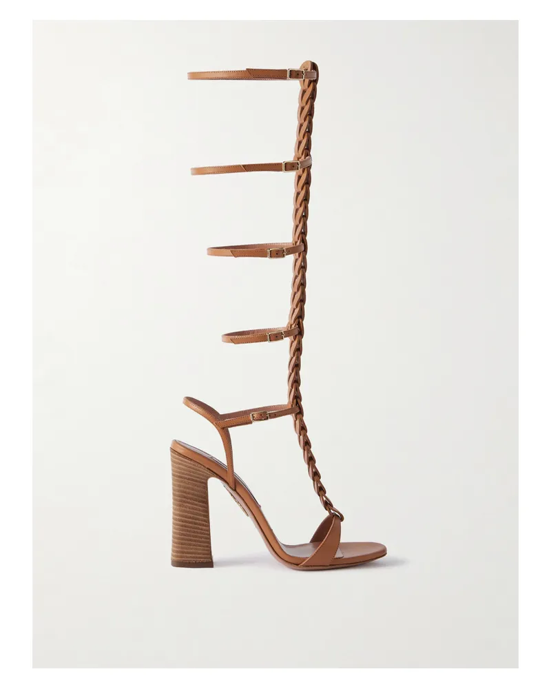 Aquazzura Destiny Gladiator 105 Sandalen Aus Leder Mit Flechtdetail - Braun Braun
