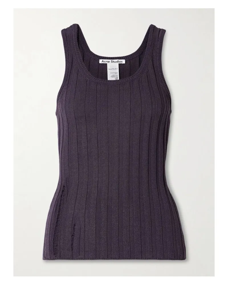 Acne Studios Tanktop Aus Einer Gerippten Biobaumwollmischung In Distressed-optik - Lila Lila