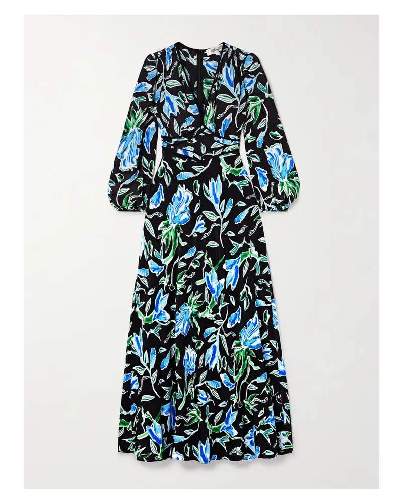 Diane von Furstenberg Seline Maxikleid Aus Crêpe De Chine Mit Blumenprint - Blau Blau