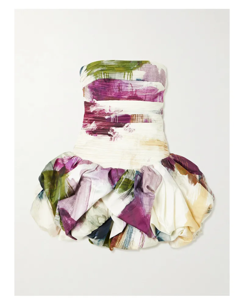 Aje. Violette Strapless Ruched Floral-print Cotton Mini Dress - Multi Multi