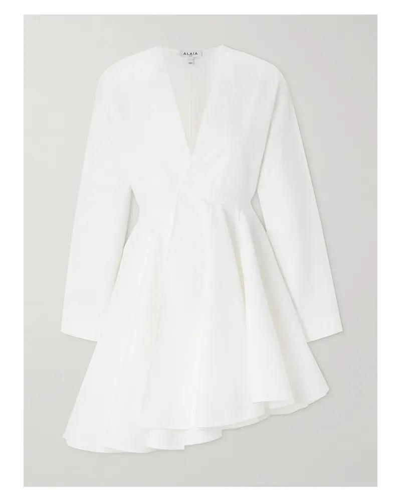 Alaïa Asymmetric Cotton-poplin Mini Dress - White White