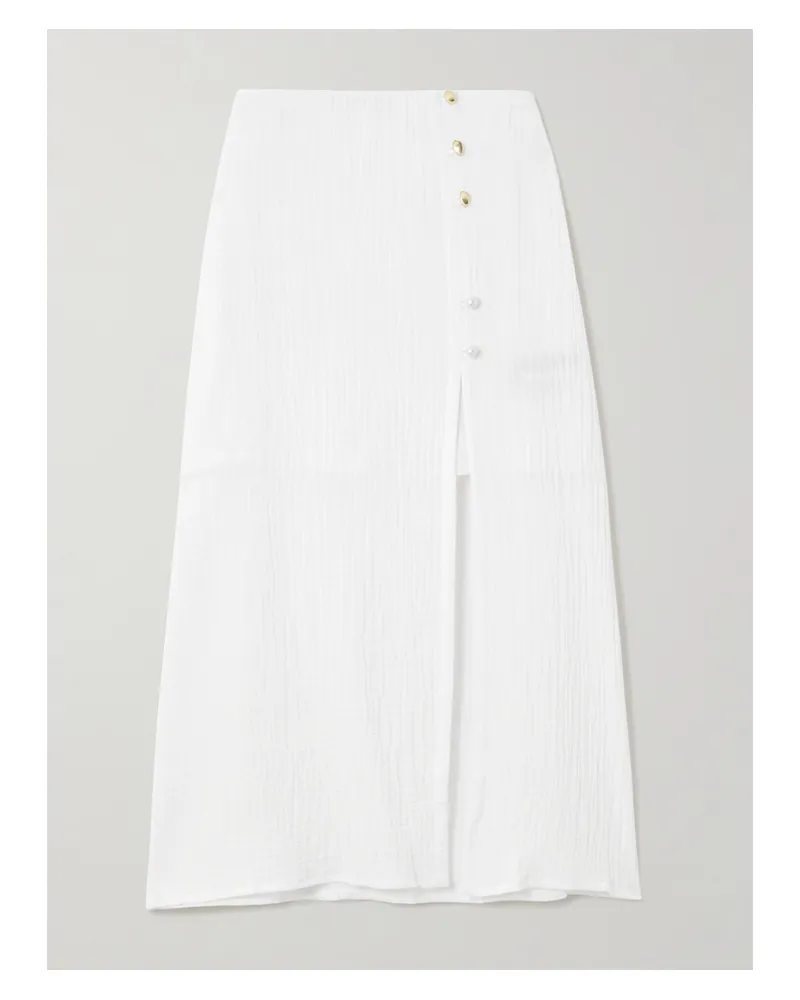 Mother of Pearl Maggie Midirock Aus Biobaumwolle Mit Kunstperlen Und Verzierungen - Weiß Weiß