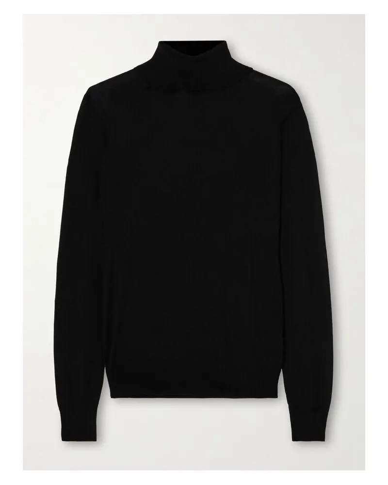 Saint Laurent Rollkragenpullover Aus Wolle - Schwarz Schwarz