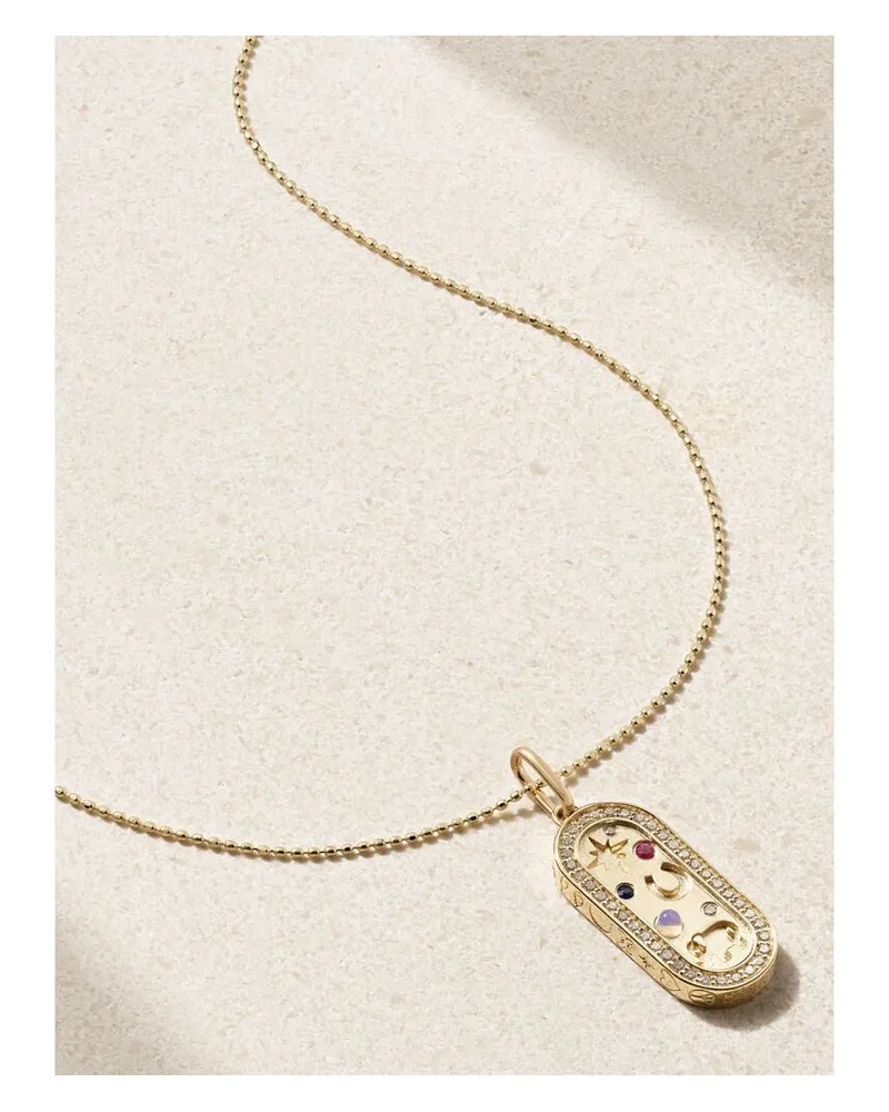 Sydney Evan Iconography Kette Aus 14 Karat Gold Mit Diamanten, Saphiren Und Opal Gold