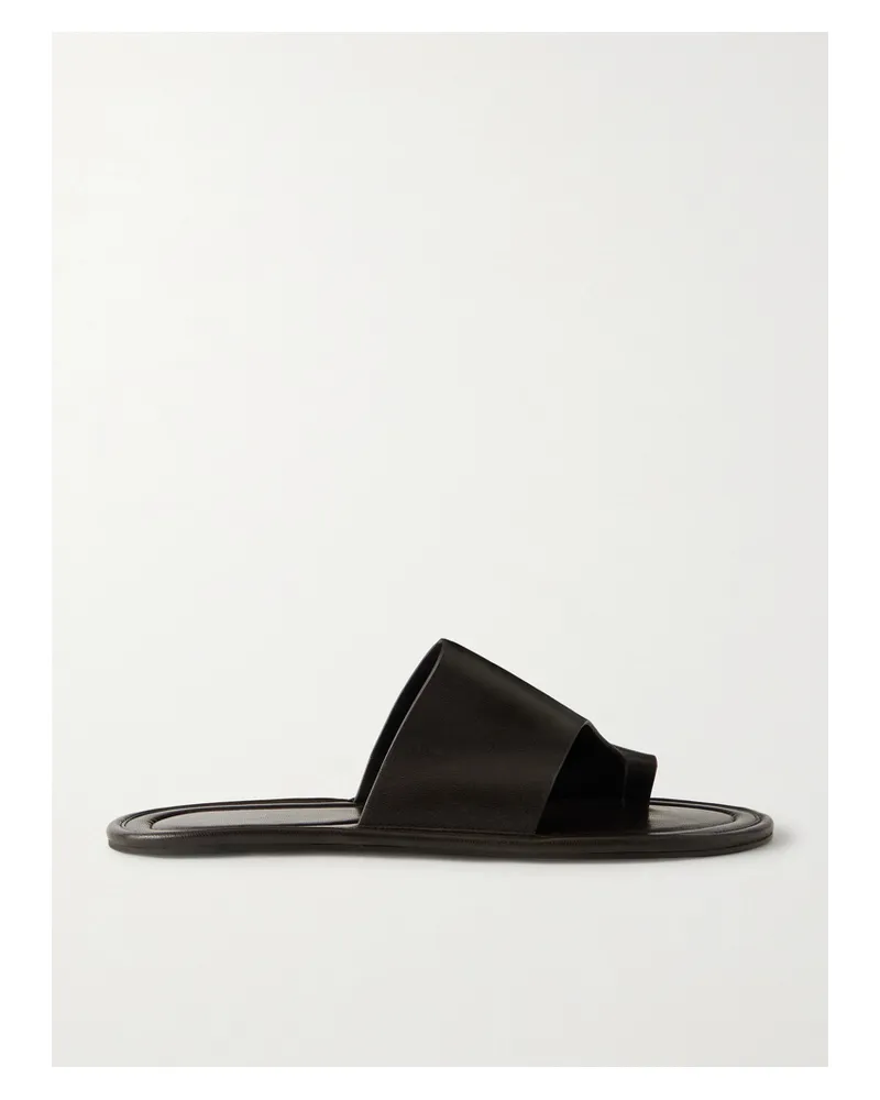 The Row Malick Leather Sandals - Black Black