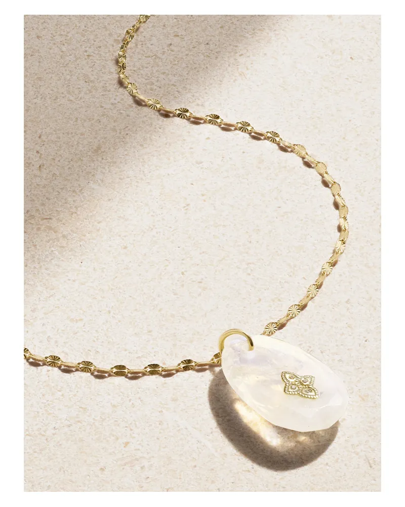 Pascale Monvoisin Gaia N°1 Collier Kette Aus 9 Karat Gold Mit Mondstein Und Diamanten Gold
