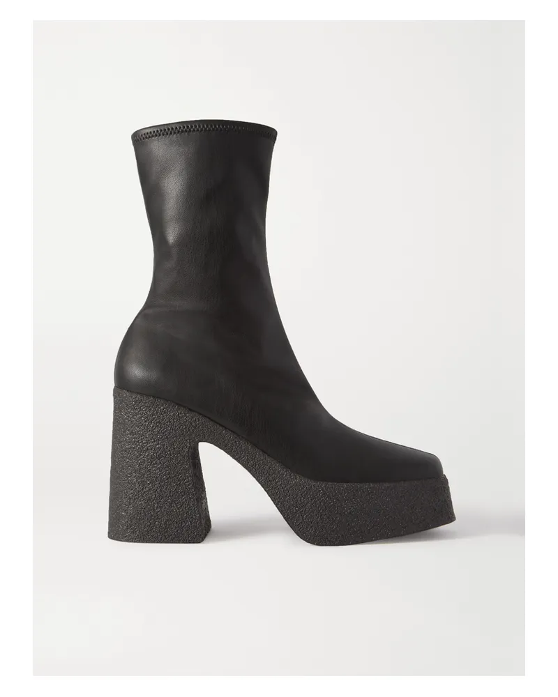 Stella McCartney Ankle Boots Aus Kunstleder Mit Plateau - Schwarz Schwarz