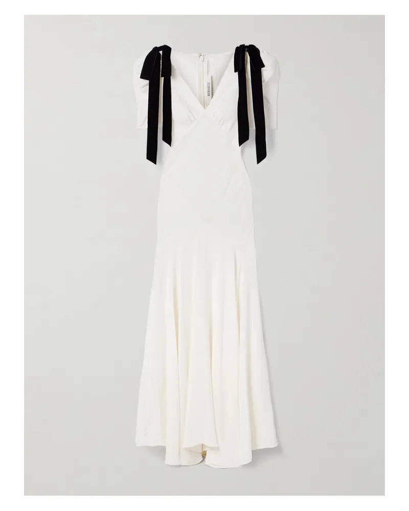 Rodarte Velvet Bow-embellished Silk-crepe Gown - White White