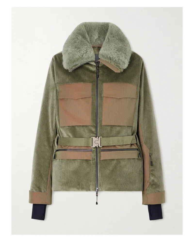SEASE Altai Skijacke Aus Cord Aus Einer Baumwollmischung Mit Daunenfüllung Und Besatz Aus Plüschmaterial - Grün Grün