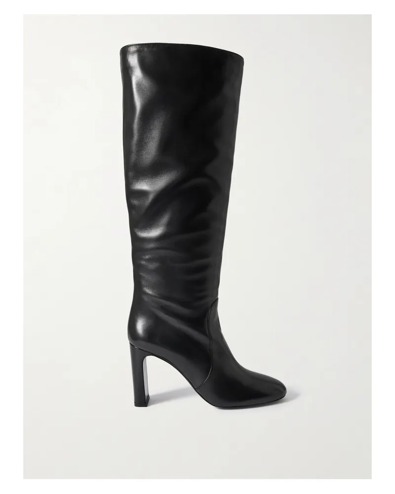 Stuart Weitzman Babette Tubo Leather Knee Boots - Black Black