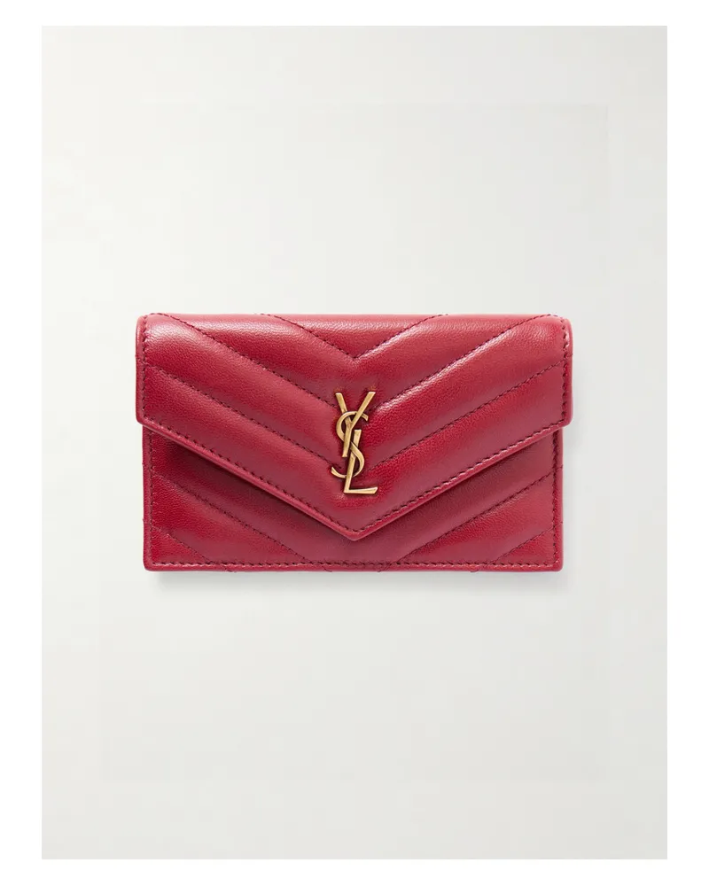 Saint Laurent Cassandre Matelassé Leather Wallet - Red Red