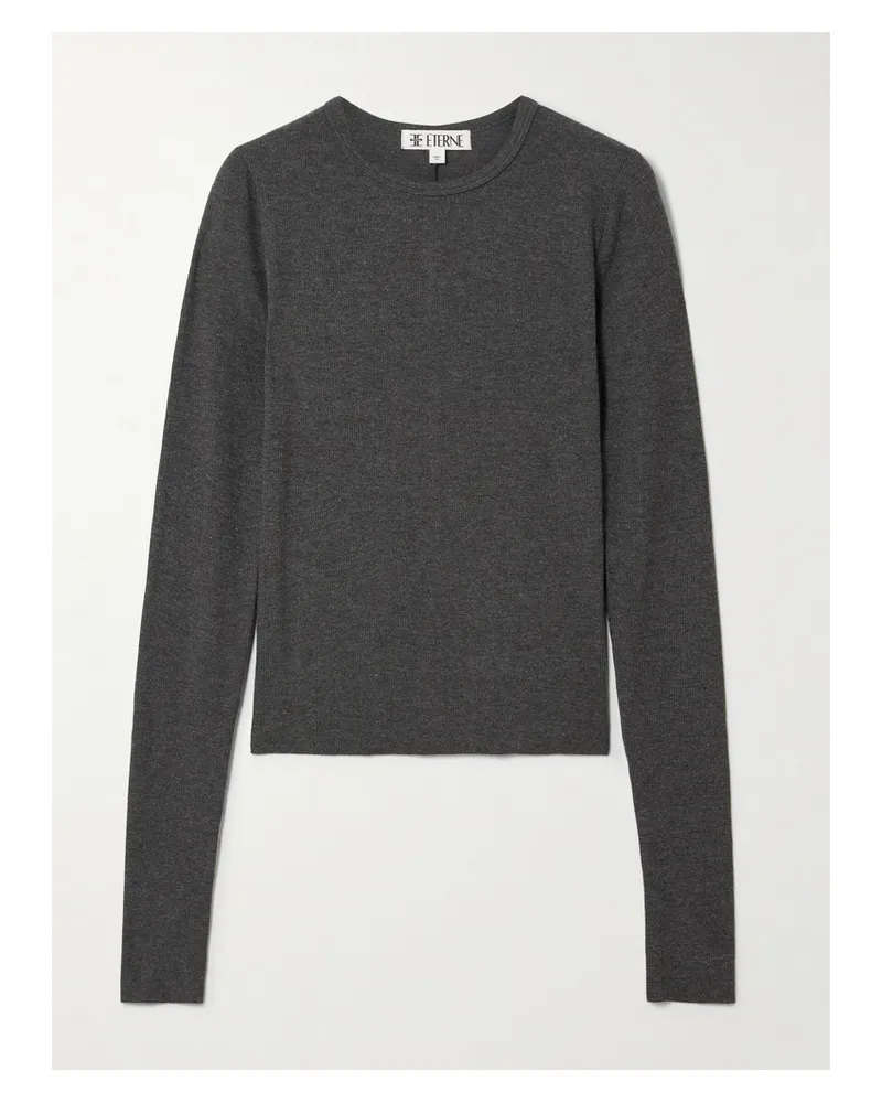 ÉTERNE Ribbed Jersey Top - Gray Gray