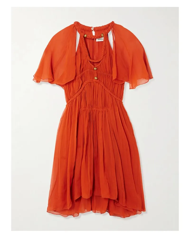 Isabel Marant Randalia Minikleid Aus Bedrucktem Seidenkrepon Mit Cut-outs Und Verzierungen - Orange Orange