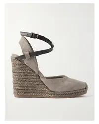 Brunello Cucinelli Espadrilles-wedges aus Veloursleder Grau