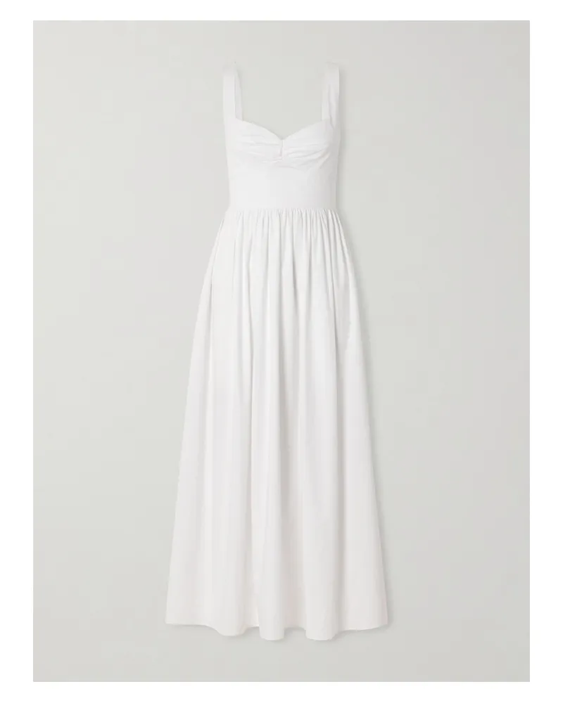 Matteau Gathered Organic Cotton-poplin Midi Dress - White White
