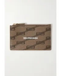 Balenciaga Bedrucktes Portemonnaie aus Beschichtetem Canvas Neutral