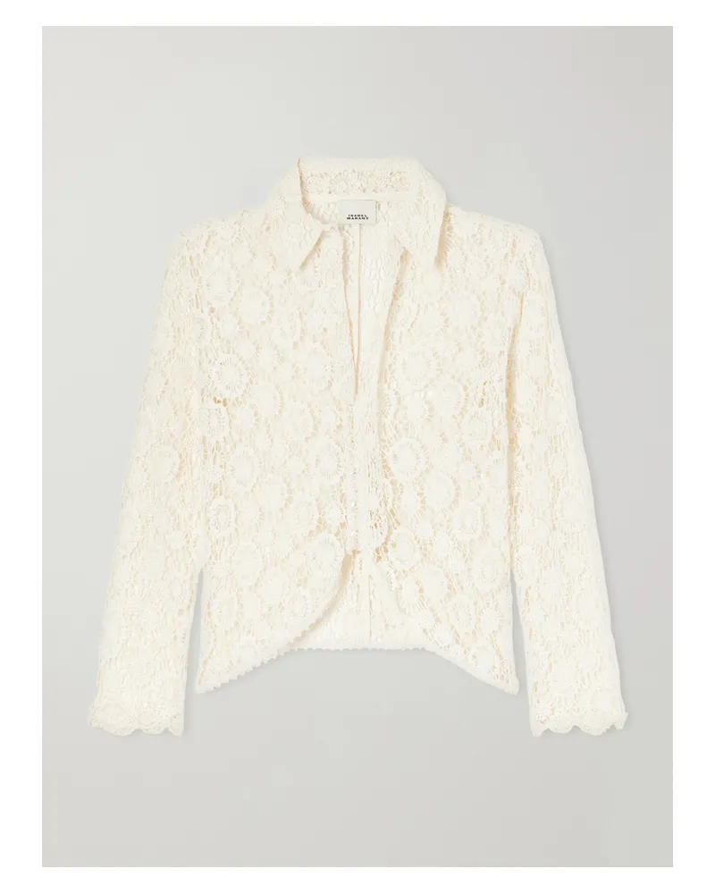 Isabel Marant Tie-detailed Cotton-lace Shirt - White White