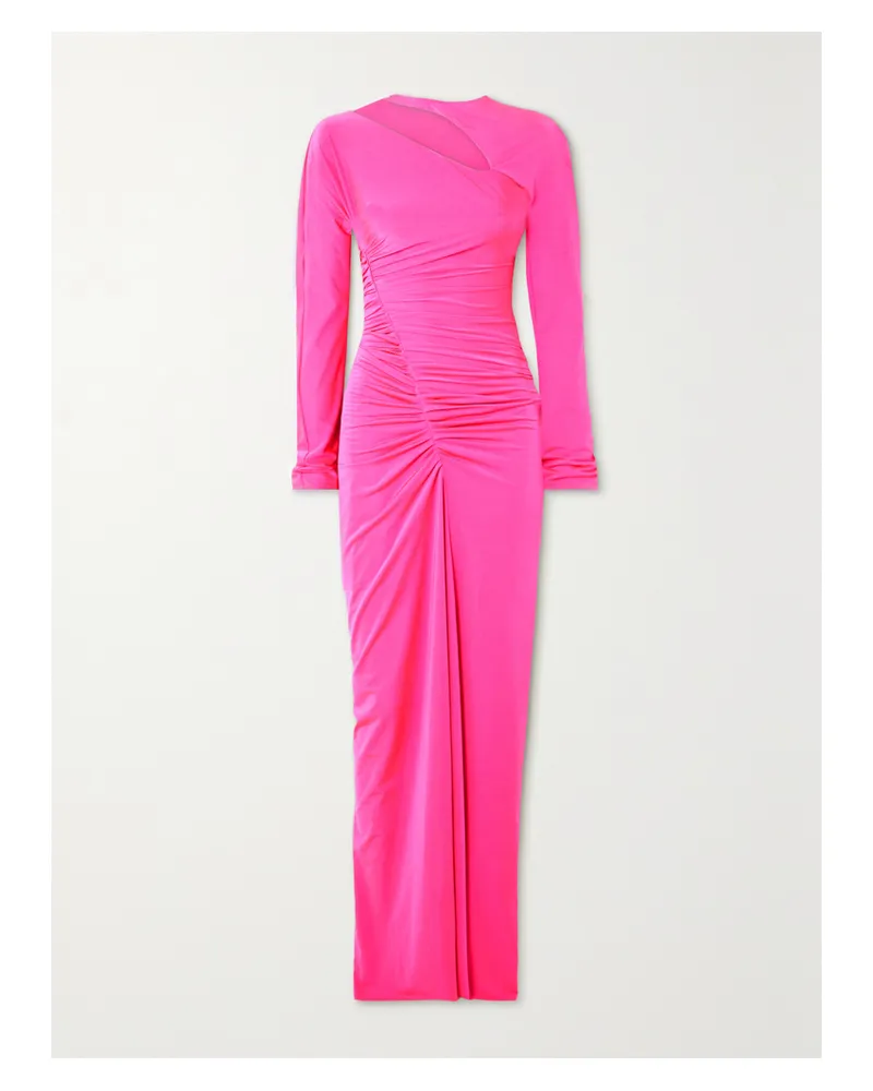 Victoria Beckham Asymmetrisches Maxikleid Aus Stretch-jersey Mit Cut-out Und Raffungen - Pink Pink