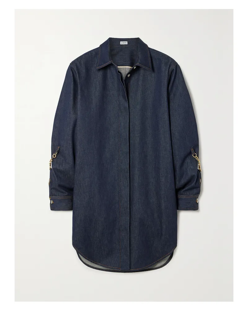 Loewe Mini-hemdblusenkleid Aus Denim Mit Ketten - Blau Blau