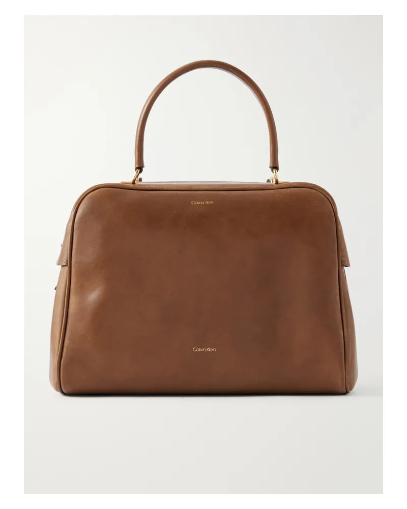 Calvin Klein America Leather Shoulder Bag - Brown Brown