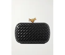 Knot Padded Intrecciato Leather Clutch - Black