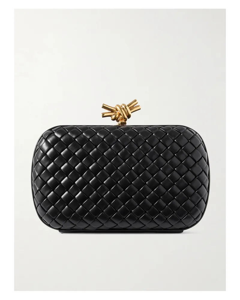Bottega Veneta Knot Padded Intrecciato Leather Clutch - Black Black