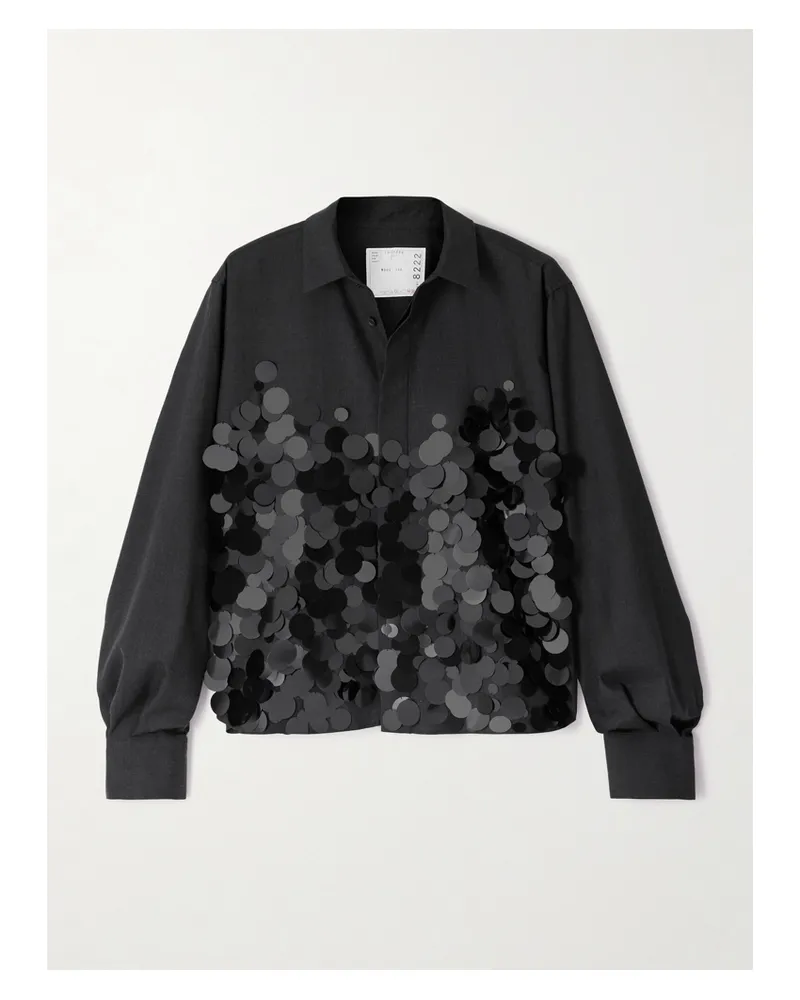 Sacai Hemd Aus Wolle Mit Pailletten - Grau Grau
