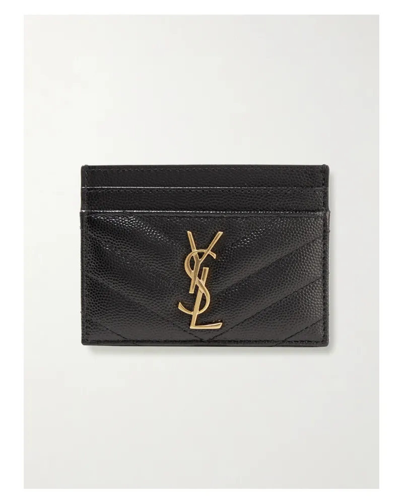 Saint Laurent Monogramme Quilted Textured-leather Cardholder - Black Black