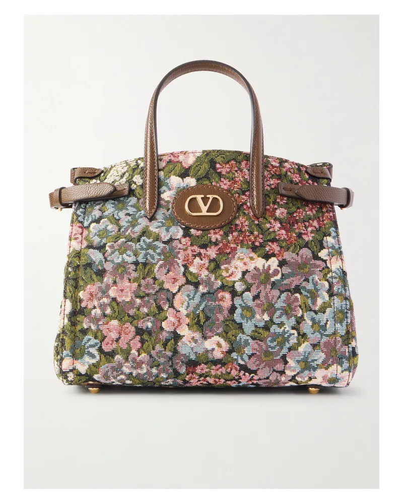 Valentino Garavani Antibes Kleine Tote Aus Canvas Mit Jacquard-blumenmuster Und Lederbesätzen - Mehrfarbig Mehrfarbig
