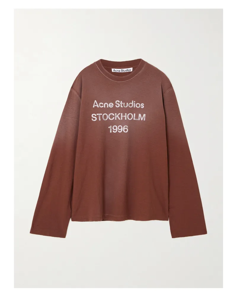Acne Studios Oversized Printed Organic Cotton And Hemp-blend Jersey T-shirt - Brown Brown