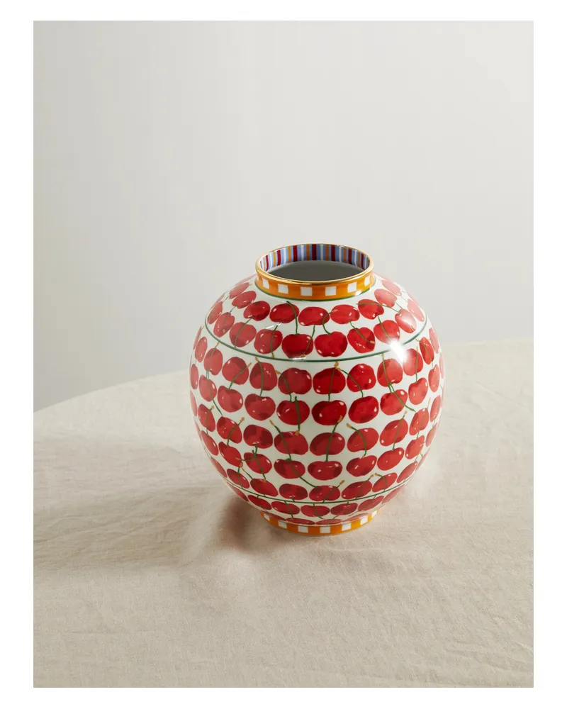 La DoubleJ Bubble Gold-plated Porcelain Vase - Red Red