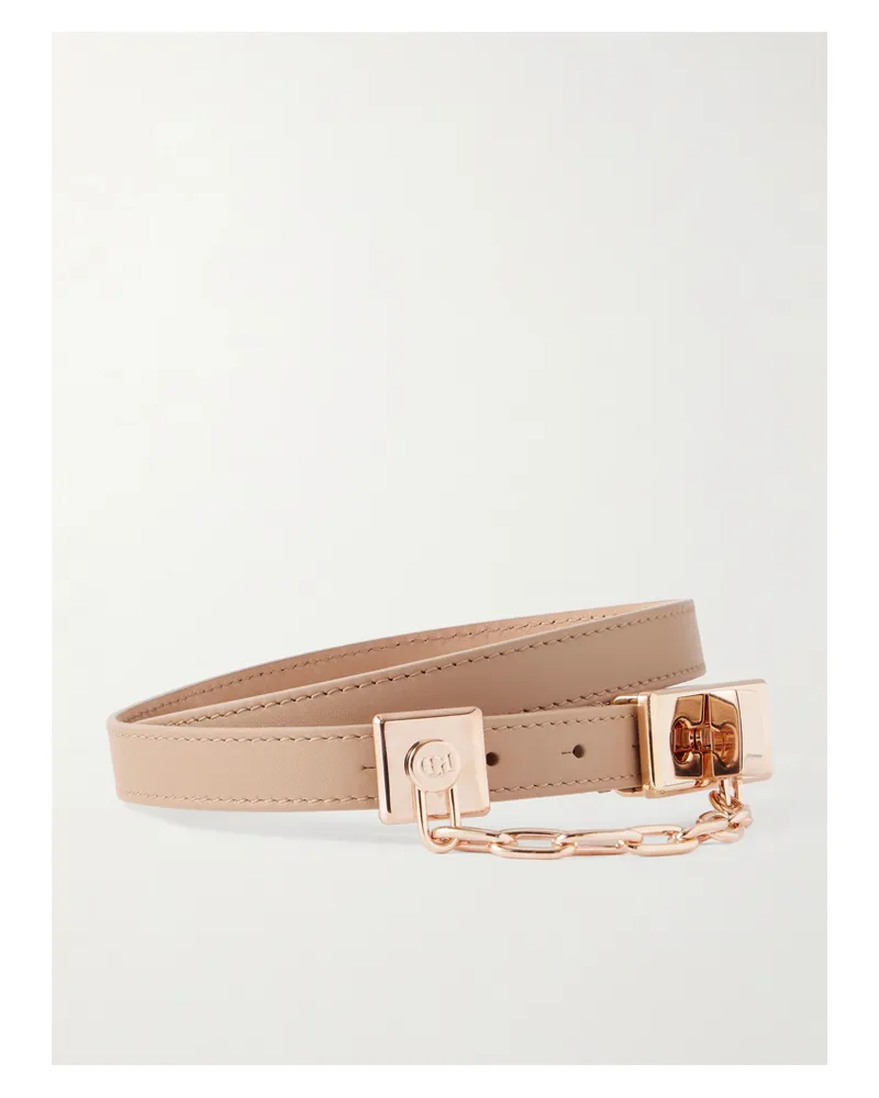 Gabriela Hearst Lock Chain-detailed Leather Belt - Neutrals Neutrals