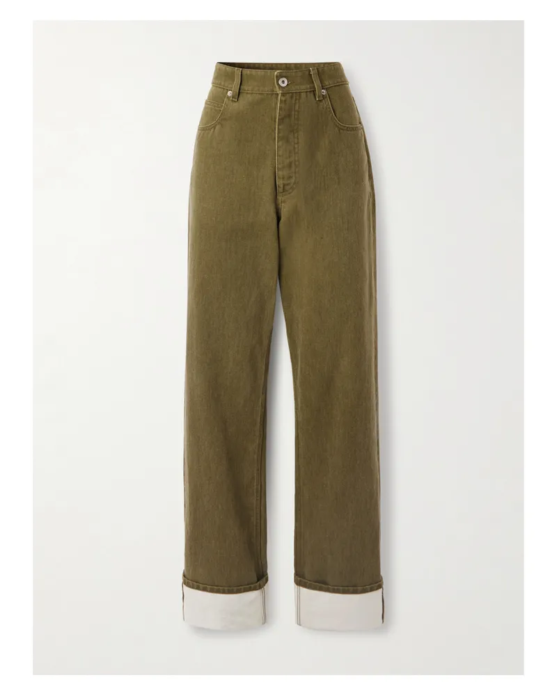 Bottega Veneta Appliquéd High-rise Wide-leg Jeans - Green Green