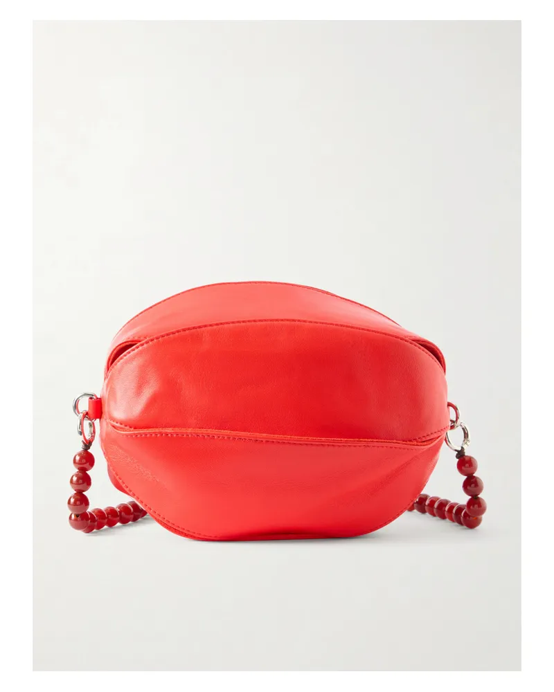 Christophe Lemaire Balloon Slits Faux-pearl Leather Shoulder Bag - Red Red