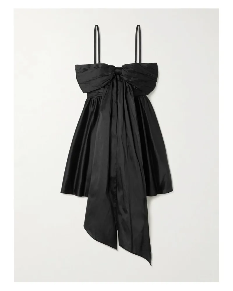 Aje. Scarlett Minikleid Aus Glänzendem Crêpe Mit Schleife - Schwarz Schwarz