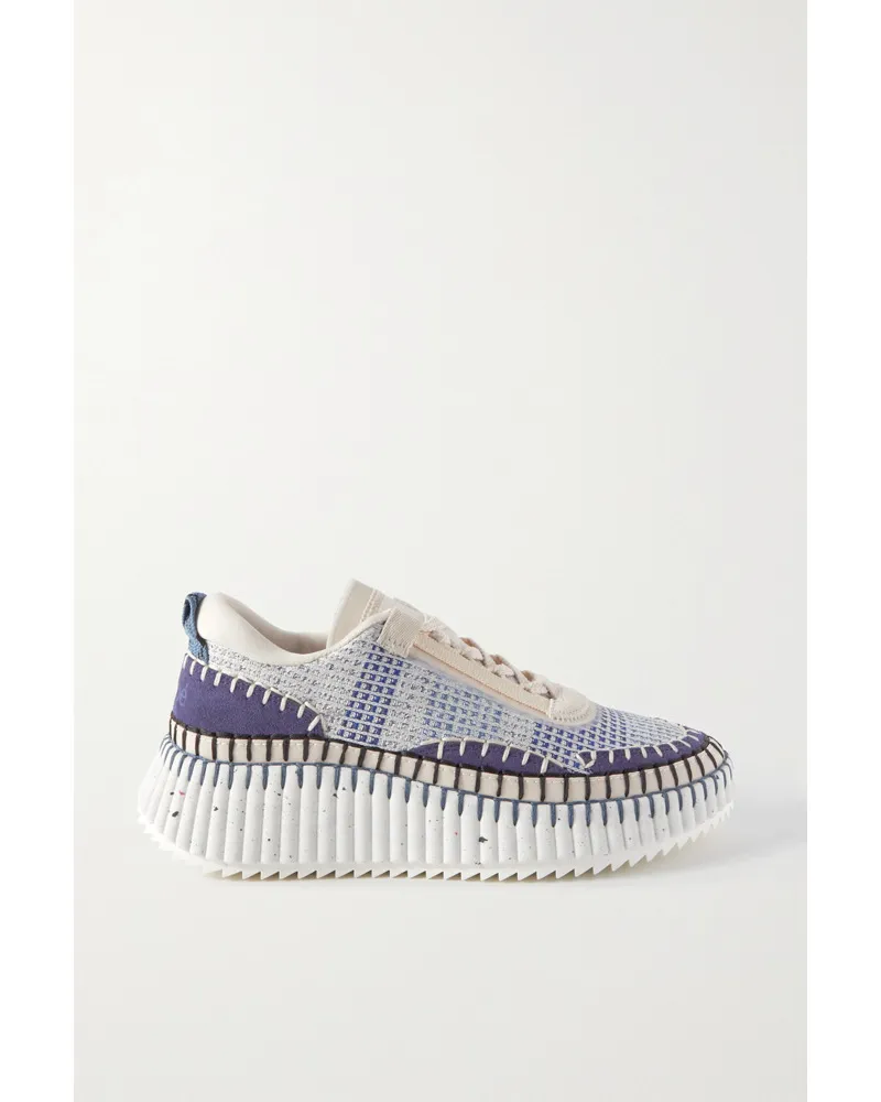 Chloé Nama Sneakers aus Veloursleder und Recyceltem Mesh Blau