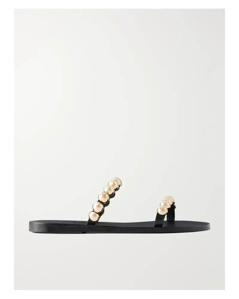 Ancient Greek Sandals Lambri Studded Leather Flats - Black Black